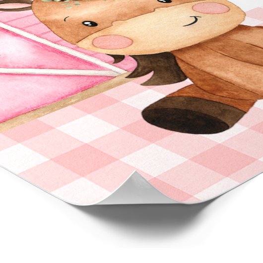 Roze Bloemen Boerderij Welkom Verjaardagsfeestbord Poster (Hoek)