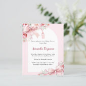 Roze bloemen bogen boog Baby shower uitnodiging (Staand voorkant)