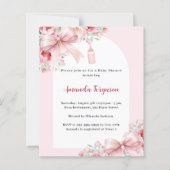 Roze bloemen bogen boog Baby shower uitnodiging (Voorkant)