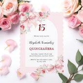 Roze bloemen bogen boog Quinceanera geschulpte Kaart