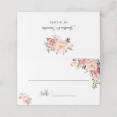 Roze Bloemen Boho Chic Trouwstoel Vouw Plaatskaartje (Buitenkant ongevouwen)