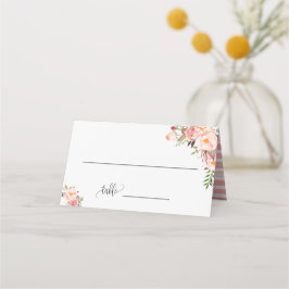 Roze Bloemen Boho Chic Trouwstoel Vouwkaart Plaatskaartje