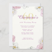Roze Bloemen Boho Elegant 60ste Verjaardagsfeest Kaart (Voorkant)