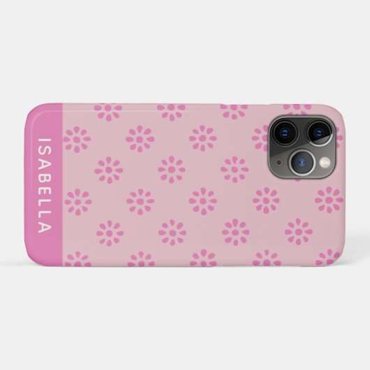 Roze bloemen Boho esthetisch patroon gepersonalise Case-Mate iPhone Case (Achterkant (horizontaal))