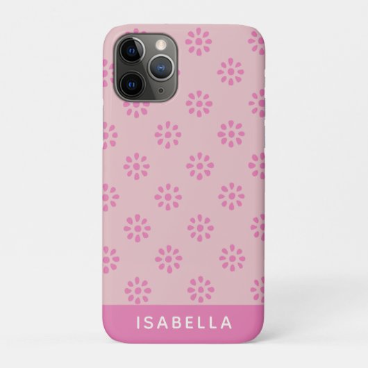 Roze bloemen Boho esthetisch patroon gepersonalise Case-Mate iPhone Case (Achterkant)