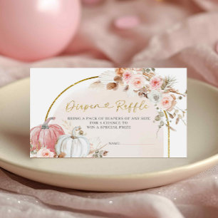Roze Bloemen Boho Pompoen Luier Raffle Kaart
