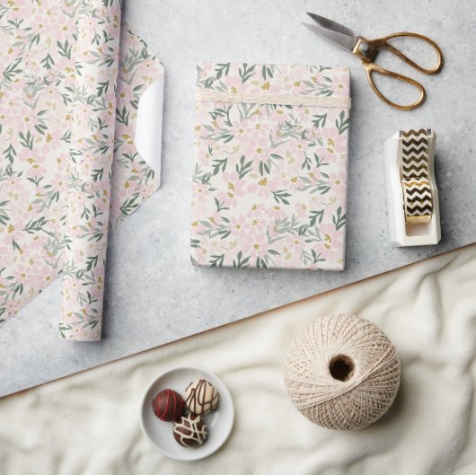 Roze Bloemen Boho Wrapping Papier (Crafts)