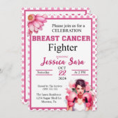 Roze Bloemen Boksen Kanker Bewustzijn Uitnodiging (Voorkant / Achterkant)