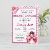 Roze Bloemen Boksen Kanker Bewustzijn Uitnodiging (Staand voorkant)