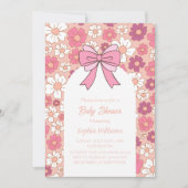 Roze Bloemen Boog Baby shower – Meisje Baby shower Kaart (Voorkant)