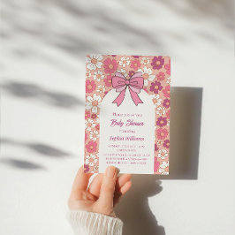 Roze Bloemen Boog Baby shower – Meisje Baby shower Kaart