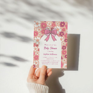 Roze Bloemen Boog Baby shower – Meisje Baby shower Kaart