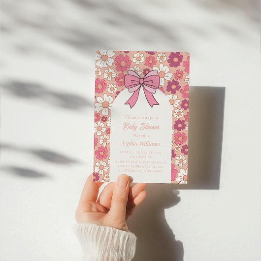 Roze Bloemen Boog Baby shower – Meisje Baby shower Kaart