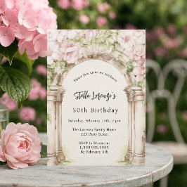 Roze bloemen boog beige luxe verjaardag kaart