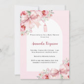 Roze bloemen boog boog baby fles Baby shower Kaart (Voorkant)