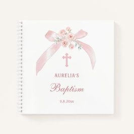 Roze Bloemen Boog Doop Gastboek Notitieboek
