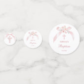 Roze Bloemen Boog Doop Tafel Confetti (Achterkanten)