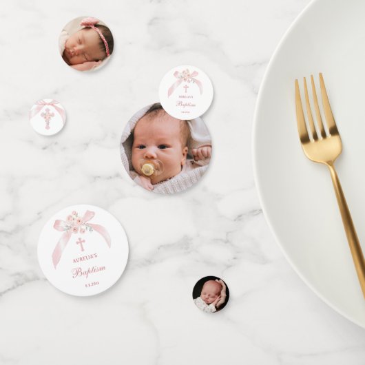 Roze Bloemen Boog Doop Tafel Confetti (Groep)