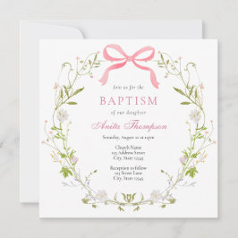 Roze Bloemen Boog Doopsel Doop Kaart