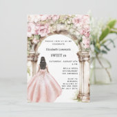 Roze bloemen boog jurk Sweet 16 Kaart (Staand voorkant)