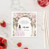Roze bloemen boog jurk verjaardag servet (Insitu)