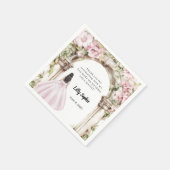 Roze bloemen boog jurk verjaardag servet (Hoek)