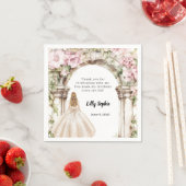 Roze bloemen boog jurk verjaardag servet (Insitu)