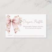 Roze Bloemen Boog Meisje Baby shower Luier Raffle Informatiekaartje (Voorkant)