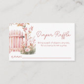 Roze Bloemen Boog Meisje Baby shower Luier Raffle Informatiekaartje (Voorkant)