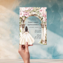 Roze bloemen boog witte jurk doorzichtige Quincean