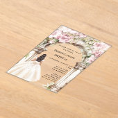 Roze bloemen boog witte jurk duidelijk Sweet 16 Acryl Uitnodigingen (Laagn)