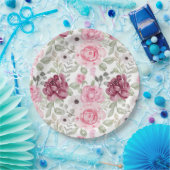 Roze bloemen Bord papier (Feest)