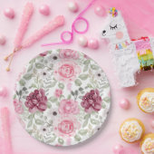 Roze bloemen Bord papier (Feest)