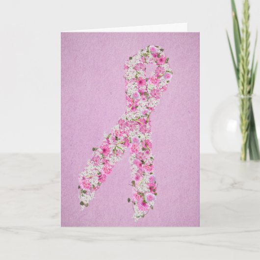 Roze Bloemen Borstkanker Awareness Lint Kaart (Voorkant)