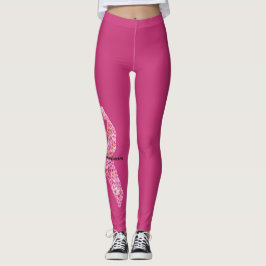 Roze Bloemen Borstkanker Ondersteuning Ribbon Leggings