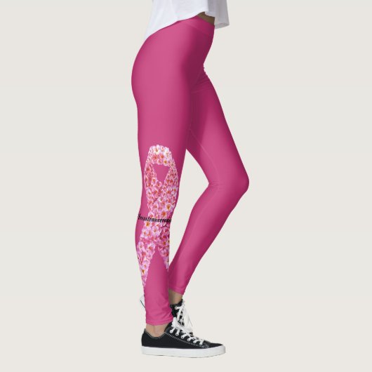 Roze Bloemen Borstkanker Steunlint Leggings (Rechts)