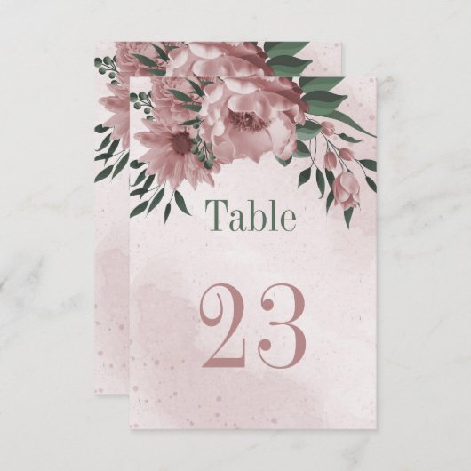 roze bloemen botanisch botanisch tabelnummer kaart (Voorkant / Achterkant)