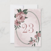 roze bloemen botanisch geometrisch tabelnummer kaart (Achterkant)