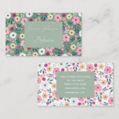 Roze bloemen Botanisch Groen Ontwerp Visitekaartje (Voorkant / Achterkant)