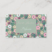 Roze bloemen Botanisch Groen Ontwerp Visitekaartje (Voorkant)