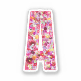 Roze Bloemen Botanisch Monogram Letter A Voor Haar Sticker