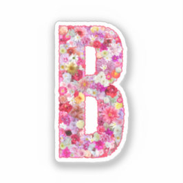 Roze Bloemen Botanisch Monogram Letter B Voor Haar Sticker