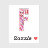 Roze Bloemen Botanisch Monogram Letter F Voor Haar Sticker (Vel)