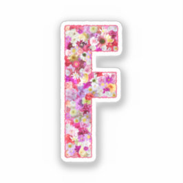 Roze Bloemen Botanisch Monogram Letter F Voor Haar Sticker