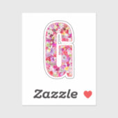 Roze Bloemen Botanisch Monogram Letter G Voor Haar Sticker (Vel)