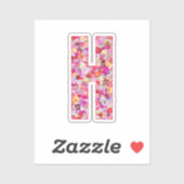 Roze Bloemen Botanisch Monogram Letter H Voor Haar Sticker (Vel)