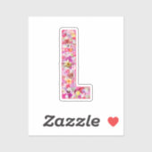 Roze Bloemen Botanisch Monogram Letter L Voor Haar Sticker (Vel)
