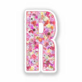 Roze Bloemen Botanisch Monogram Letter R Voor Haar Sticker