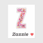 Roze Bloemen Botanisch Monogram Letter Z Voor Haar Sticker (Vel)