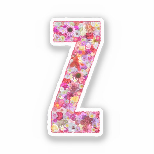 Roze Bloemen Botanisch Monogram Letter Z Voor Haar Sticker (Voorkant)